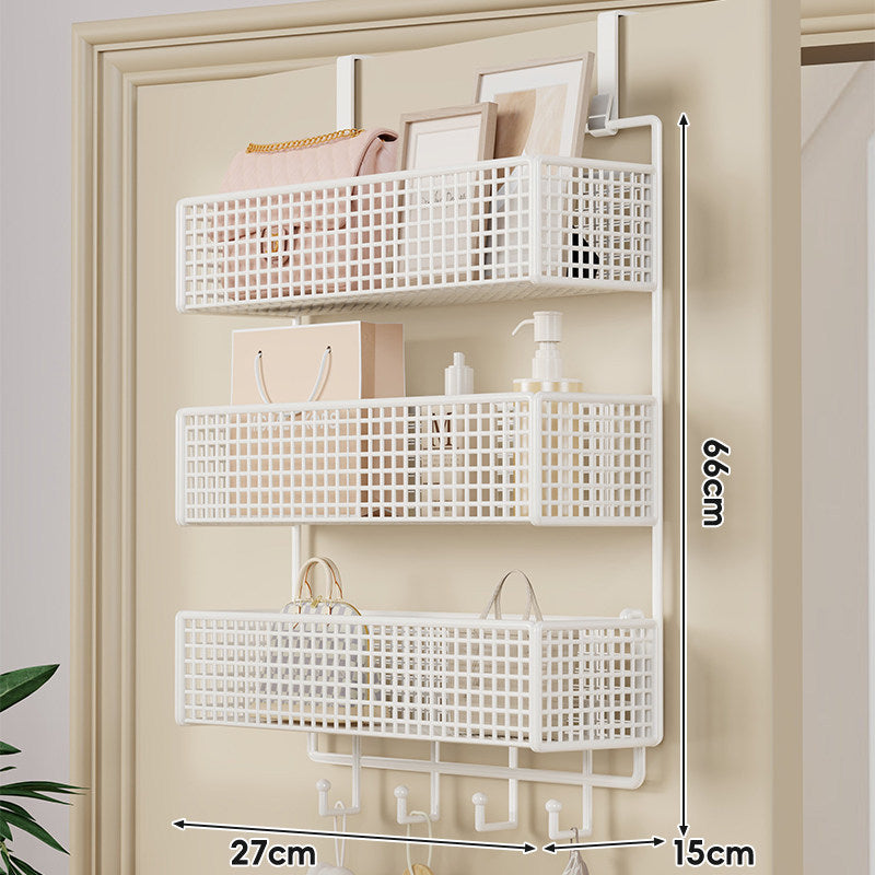 Over-Door Double-Tier Grid Hanging Storage Basket