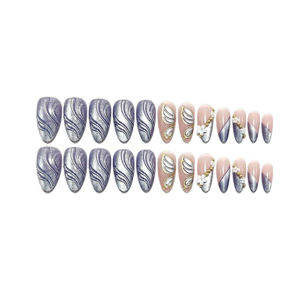 Artificial Nails In Elegant Flower and Leaf Design Stornfield