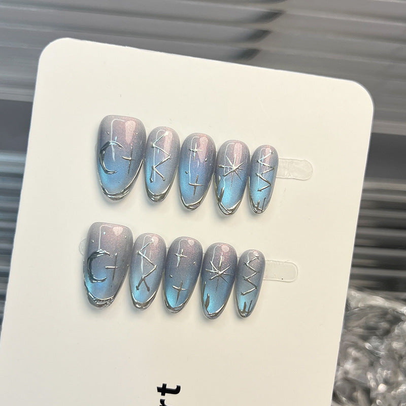 Celestial Themed Press-On Nail Art