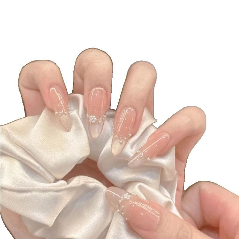 Decorative Acrylic Nail Extensions with Pearlescent Accents