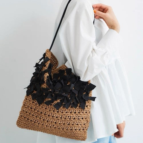 Handmade beach bag with decorative bows Stornfield
