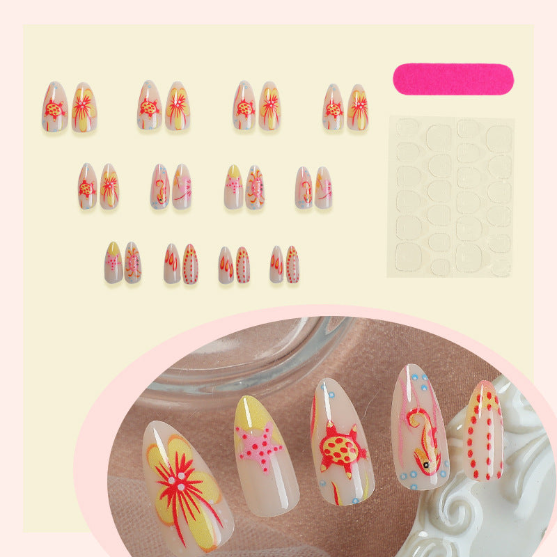 Creative nail art set with colorful flower design Stornfield