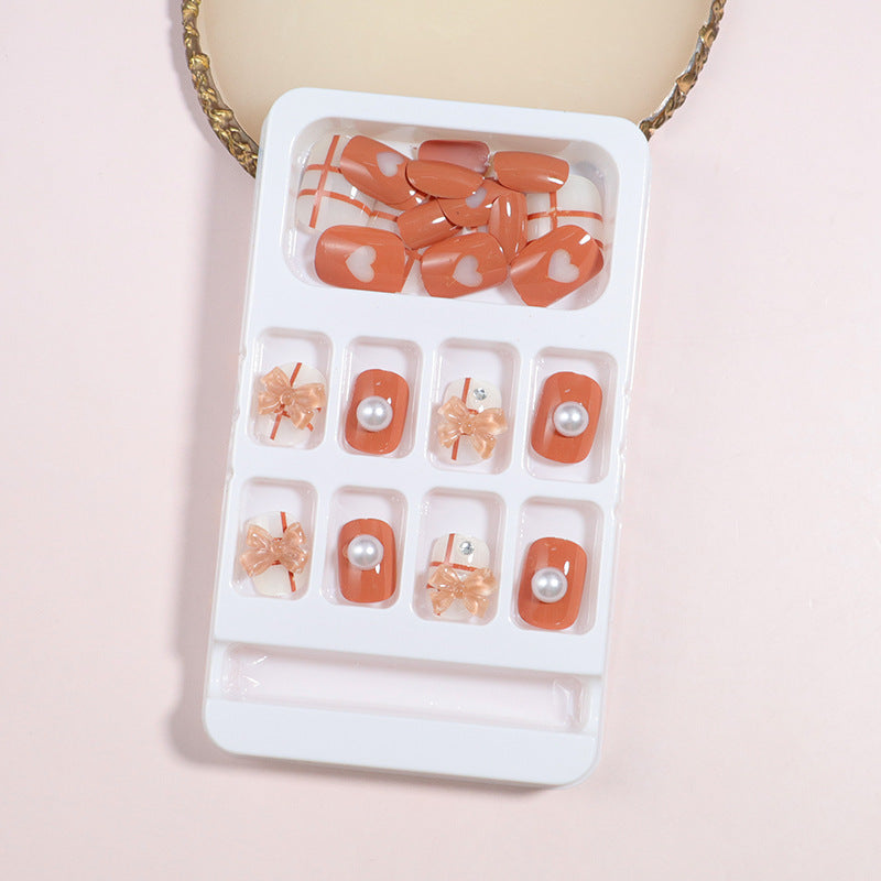 Decorative Press-On Nail Art Set with Bow Accents Stornfield