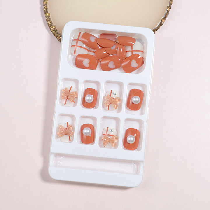 Decorative Press-On Nail Art Set with Bow Accents Stornfield
