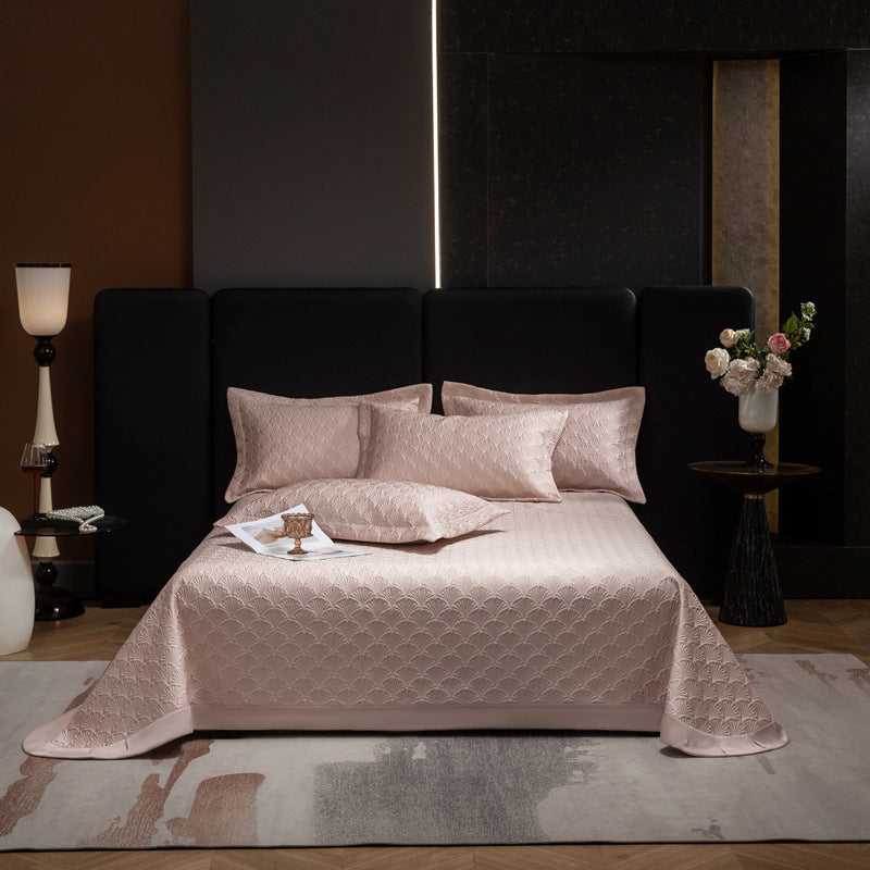 Quilted Jacquard Satin-Feel Bedspread Set with Matching Pillow Shams