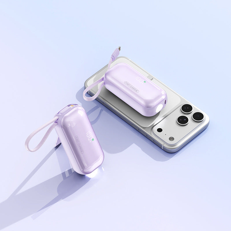 Portable power bank with integrated charging cable and LED charging status display Stornfield