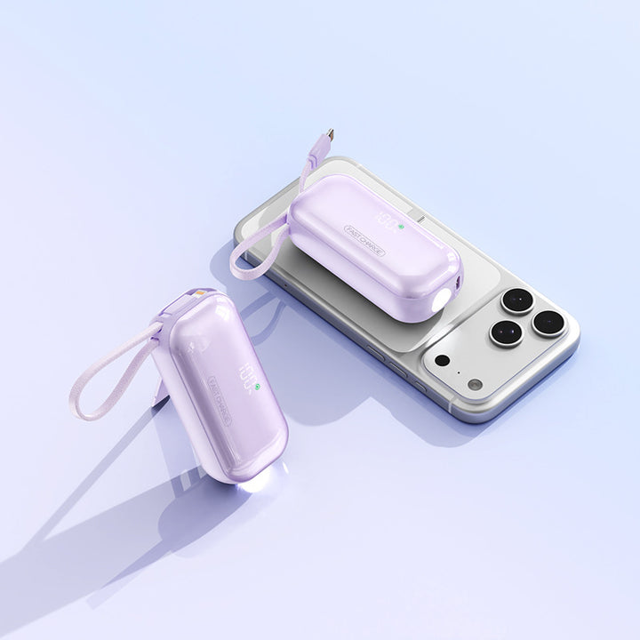 Portable power bank with integrated charging cable and LED charging status display Stornfield