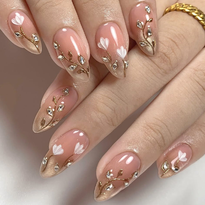 Art Nail Set with Elegant Floral Decorations Stornfield