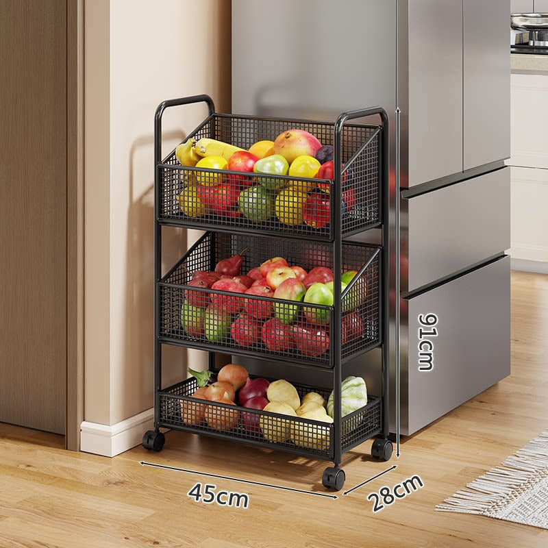 Multi-Tier Metal Mesh Kitchen Produce and Pantry Organizer with Slim Vertical Stackable Baskets