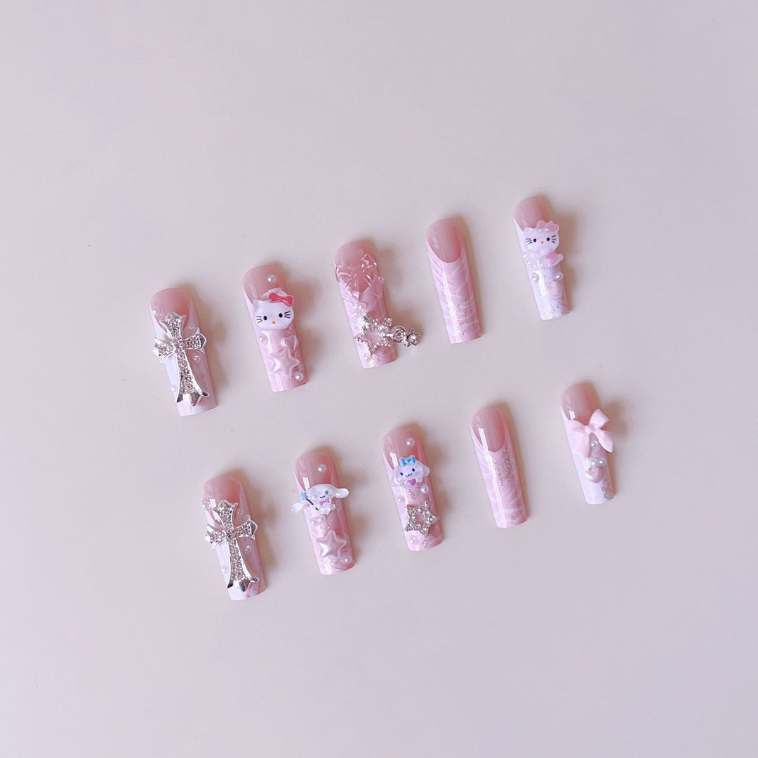 Artificial nail set with playful 3D design Stornfield