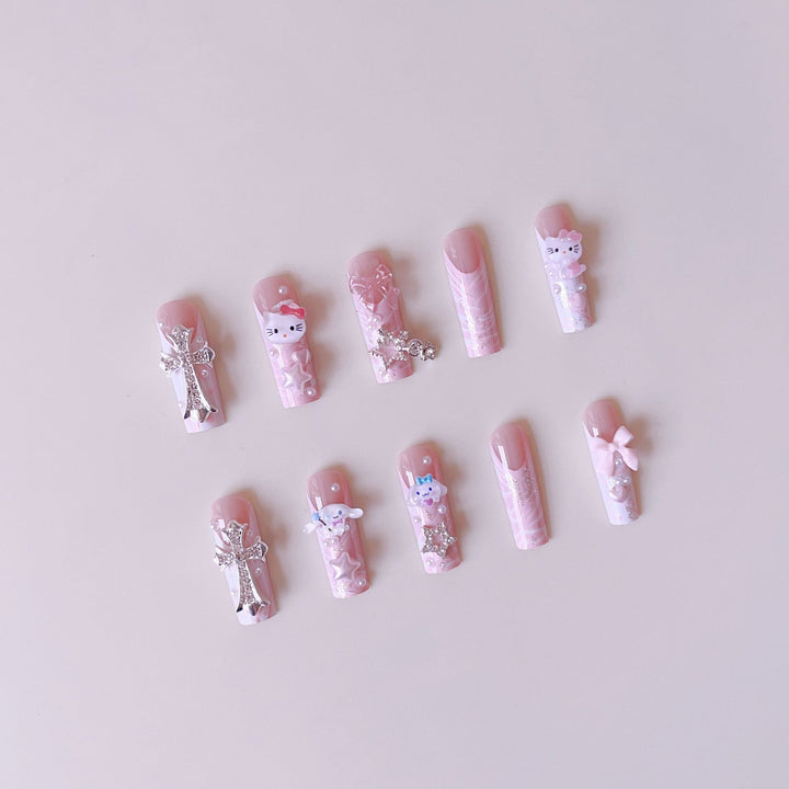 Artificial nail set with playful 3D design Stornfield