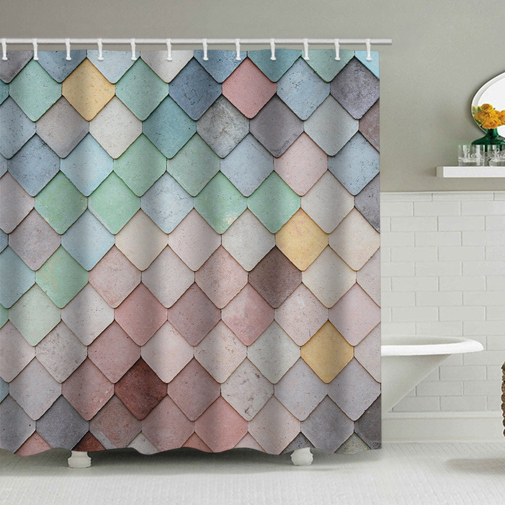 Textured Mosaic Pattern Shower Curtain Stornfield