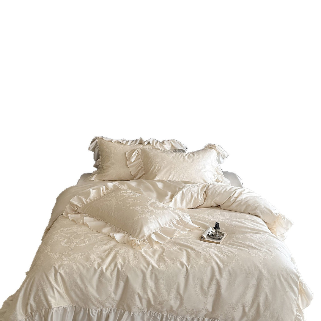 Ruffled Jacquard Sateen Duvet Cover Set