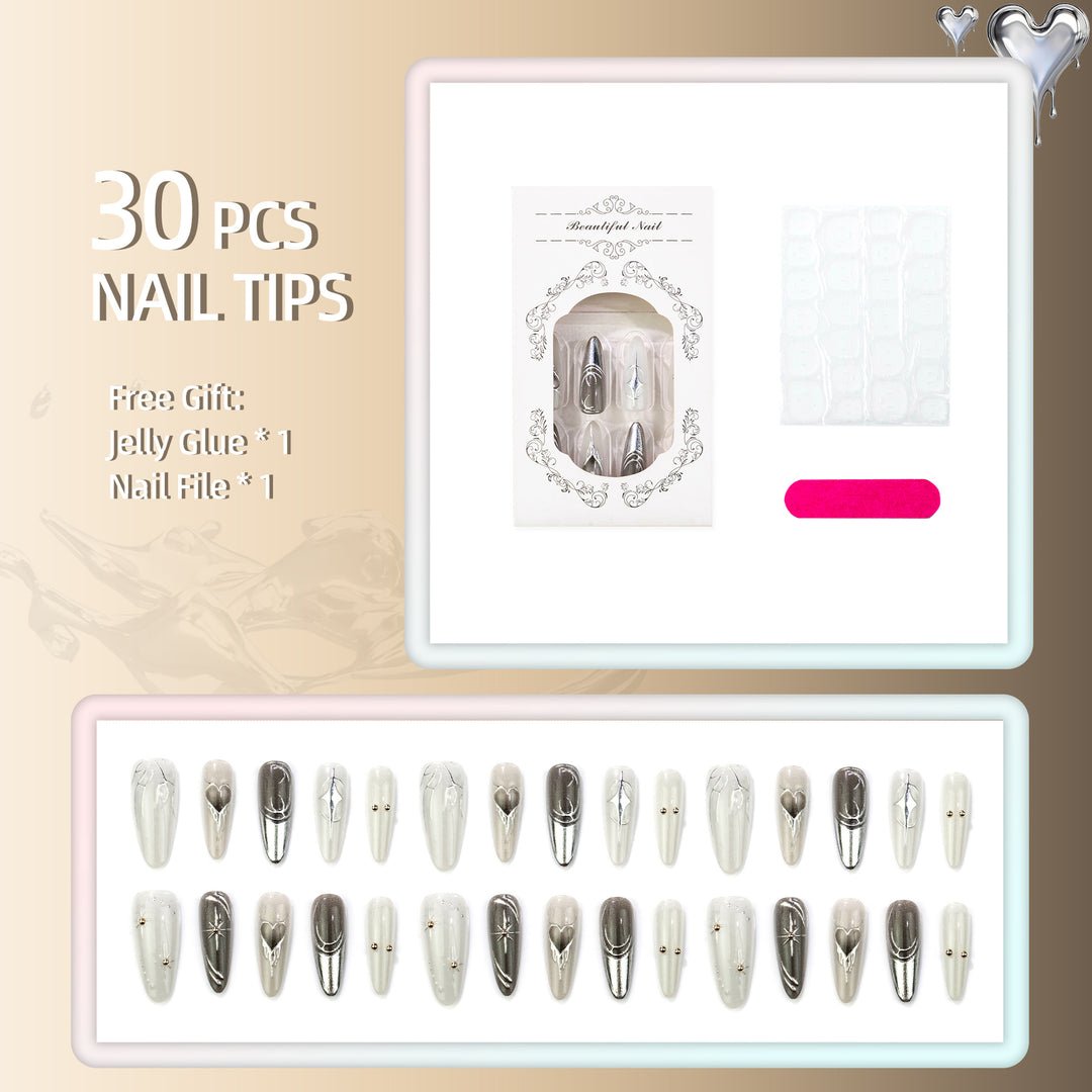Artistic Metallic Press-On Nail Set