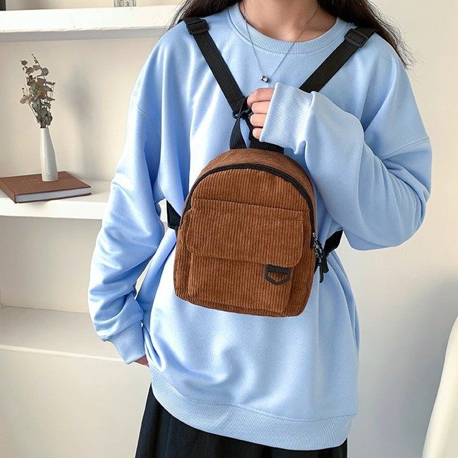Corduroy Textured Mini Backpack Stornfield