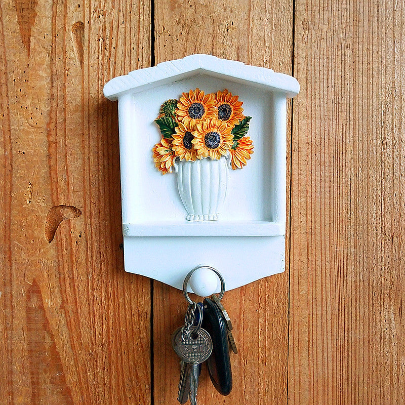 Decorative Keychain Wall Mount with Sunflower Design