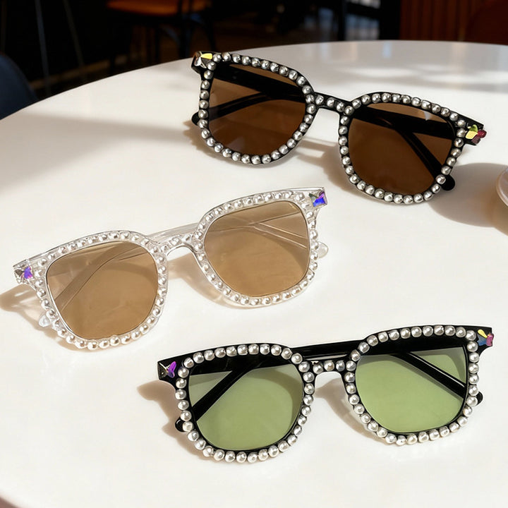 Luxury Pearl-Embellished Cat-Eye Sunglasses Stornfield