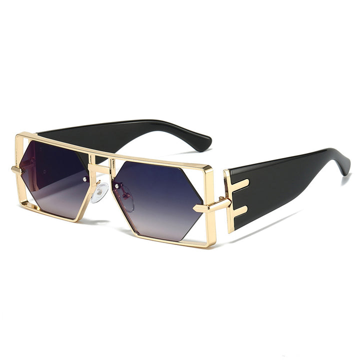 Geometric Shield Sunglasses with Premium Metallic Frame Stornfield