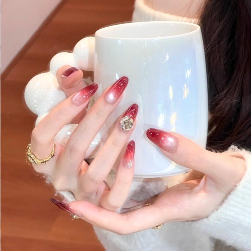 Glamorous Gradient Stiletto Press-On Nails with Rhinestone Accents Stornfield