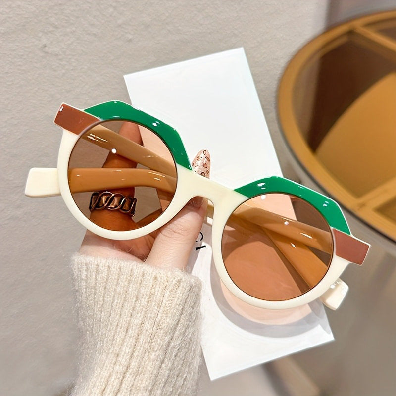 Ladies extravagant round sunglasses with colored accented frame Stornfield