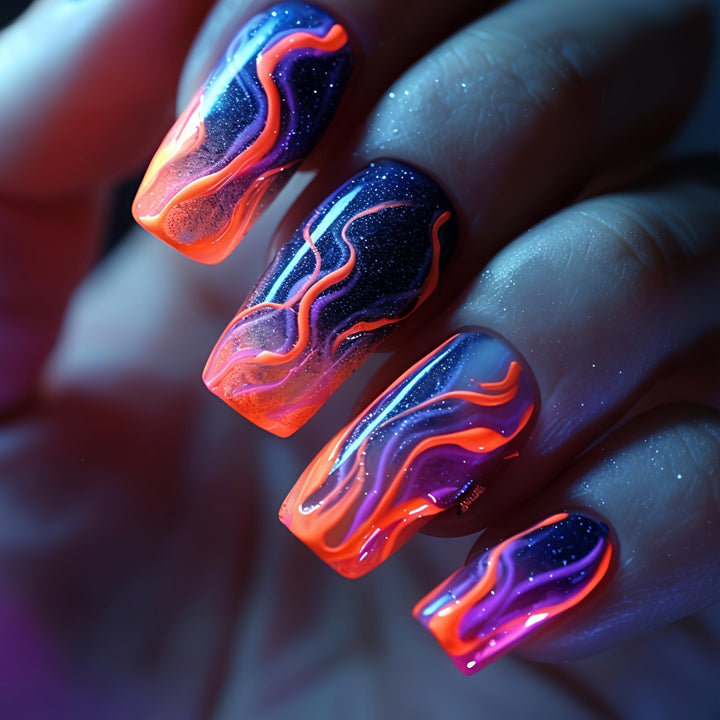 Creative Gel Nails with Luminous Wave Pattern Stornfield