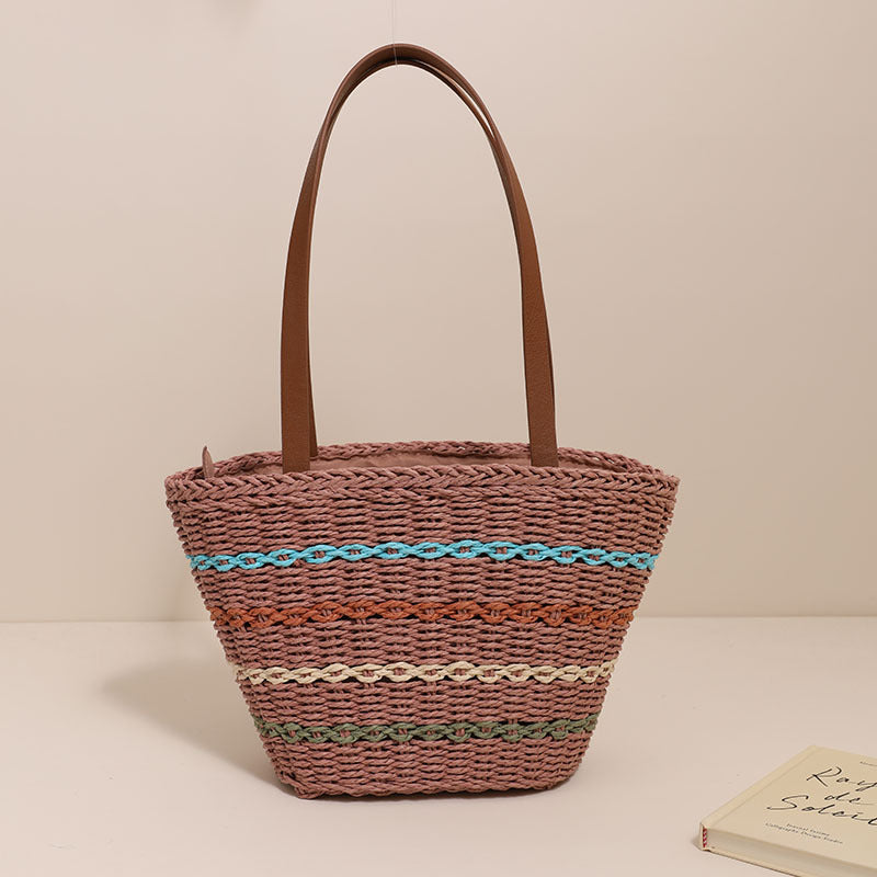 Trendy Straw Bag with Colorful Details Stornfield