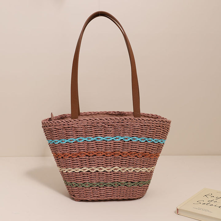 Trendy Straw Bag with Colorful Details Stornfield