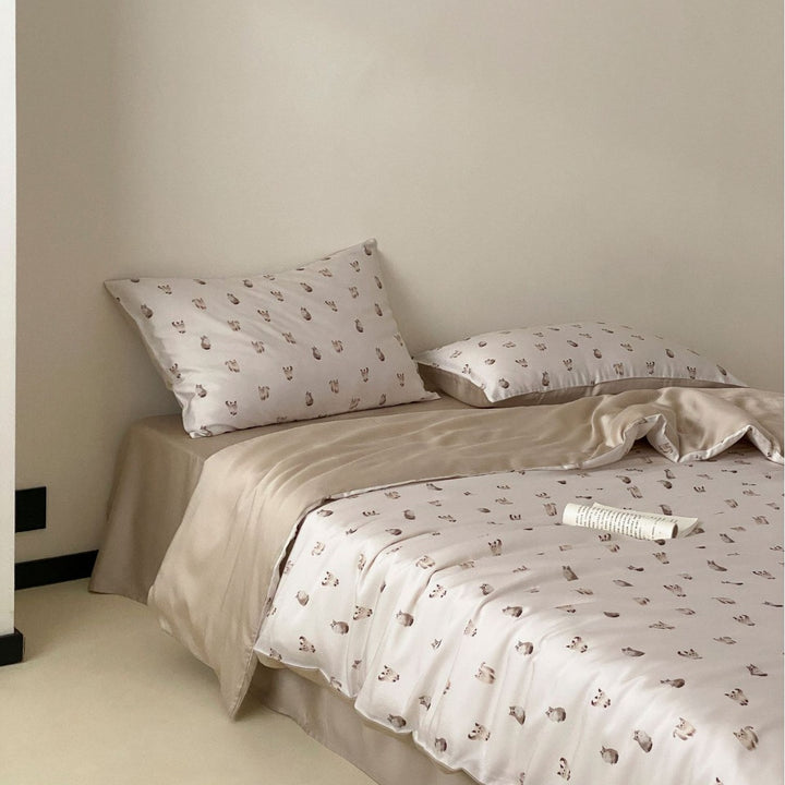 Luxury Lace-Trim Satin Duvet Cover Set