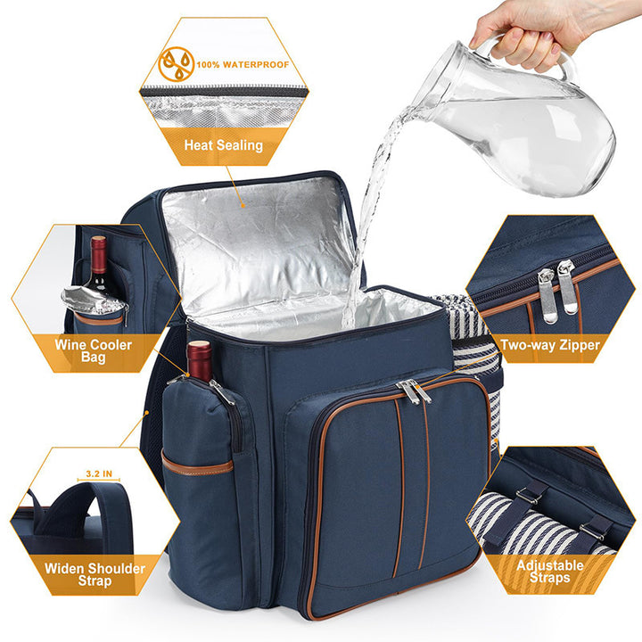 Gourmet Picnic Backpack with Dishware and Cooling Compartment Stornfield