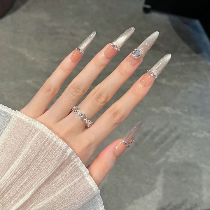 Artistic Rhinestone-Embellished Press-On Nail Extensions Stornfield