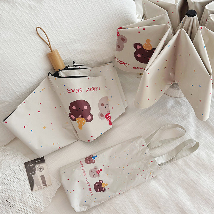 Ladies Foldable Umbrella with Playful Bear Design Stornfield