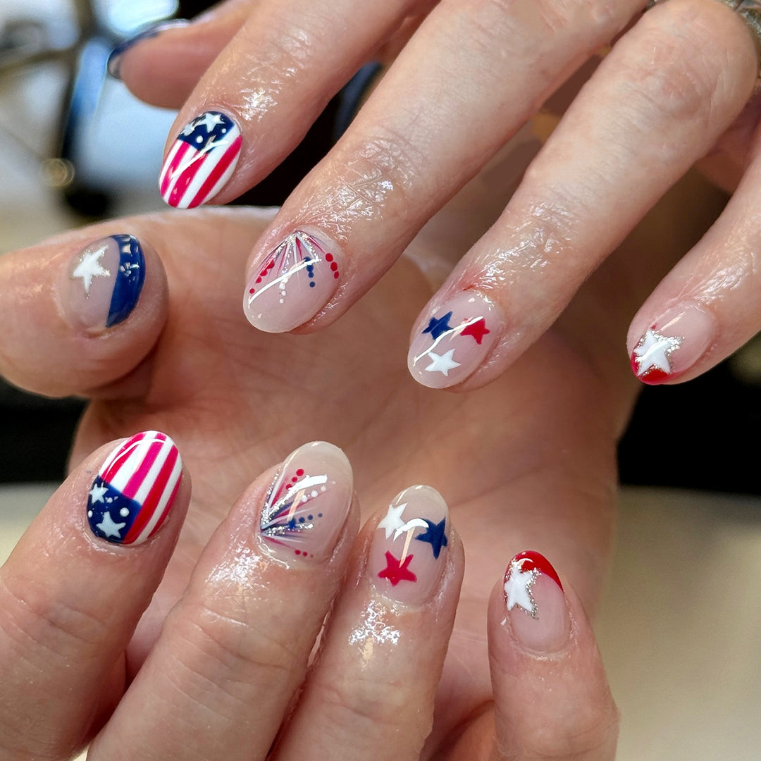 Creative nail art with patriotic motifs Stornfield