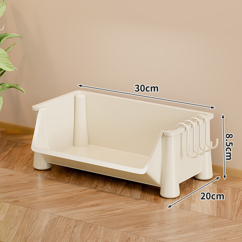 Compact Two-Tier Rolling Storage Cart with Detachable Hooks and Deep Lower Bin