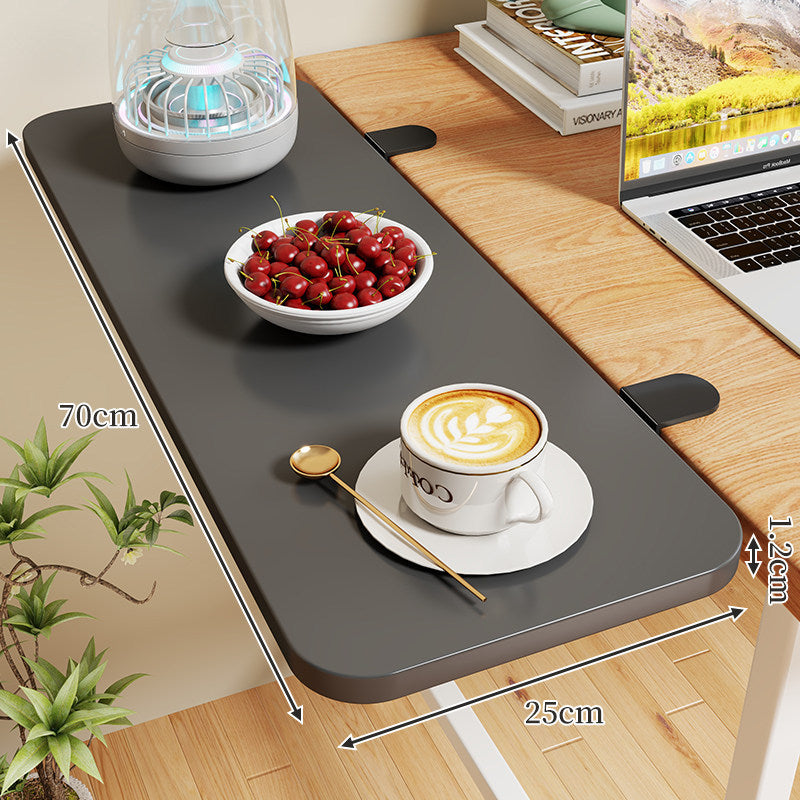 Clamp-On Expandable Desk Side Table Shelf with Wide Smooth Surface and Slim Adjustable Clamp