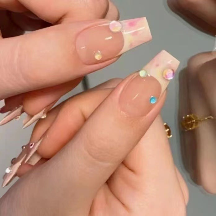 Artistic Crystal-Adorned Press-On Nails