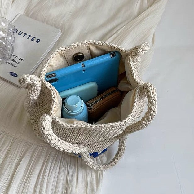 Hand-knotted shopping bag with cheerful summer design Stornfield