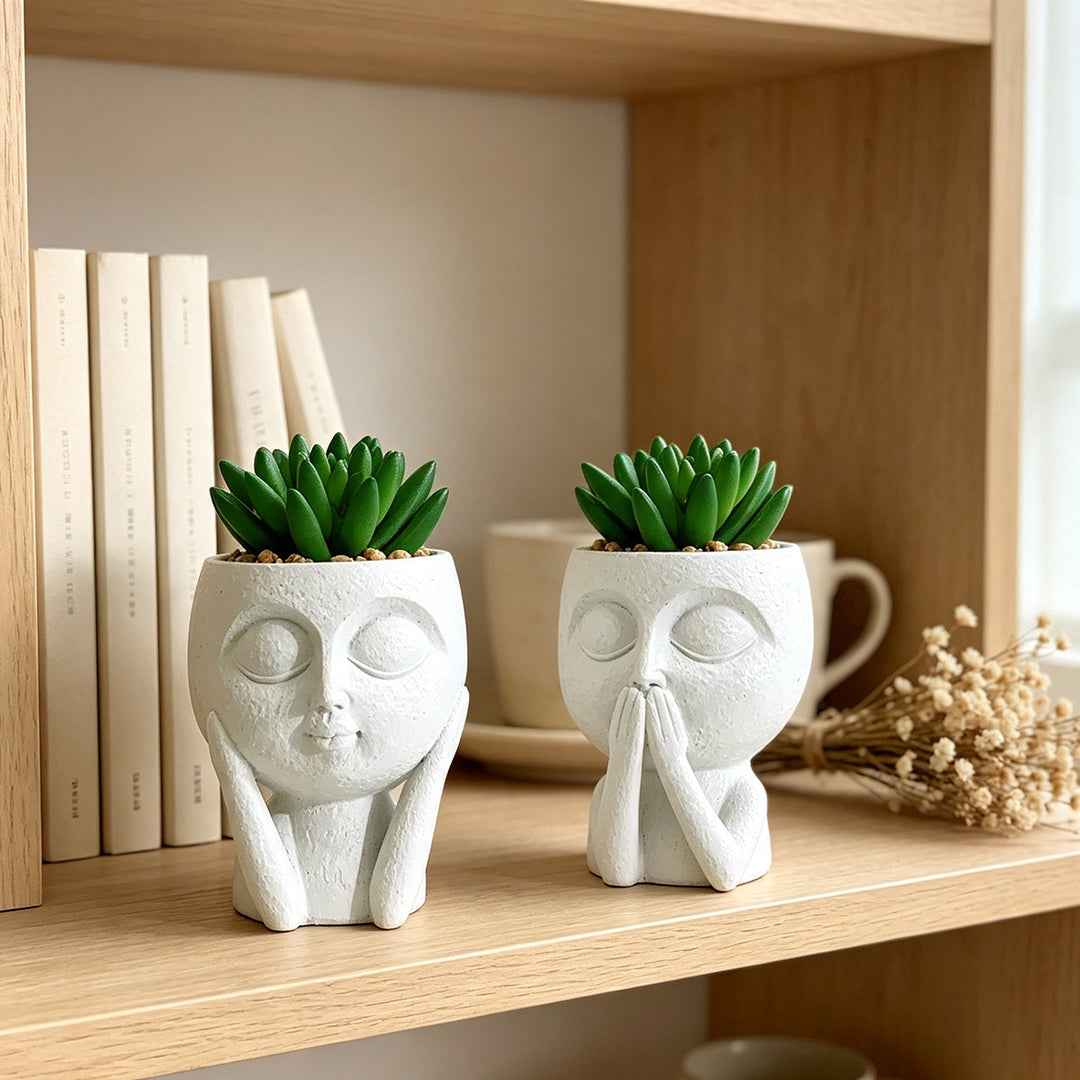 Plant pot with face motif Stornfield