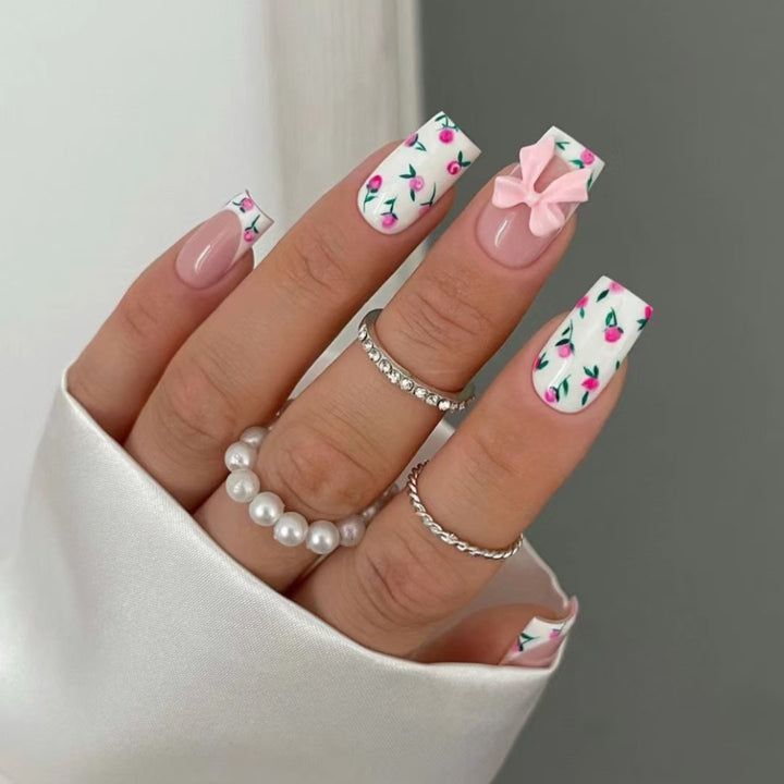 Floral Bow Nail Art