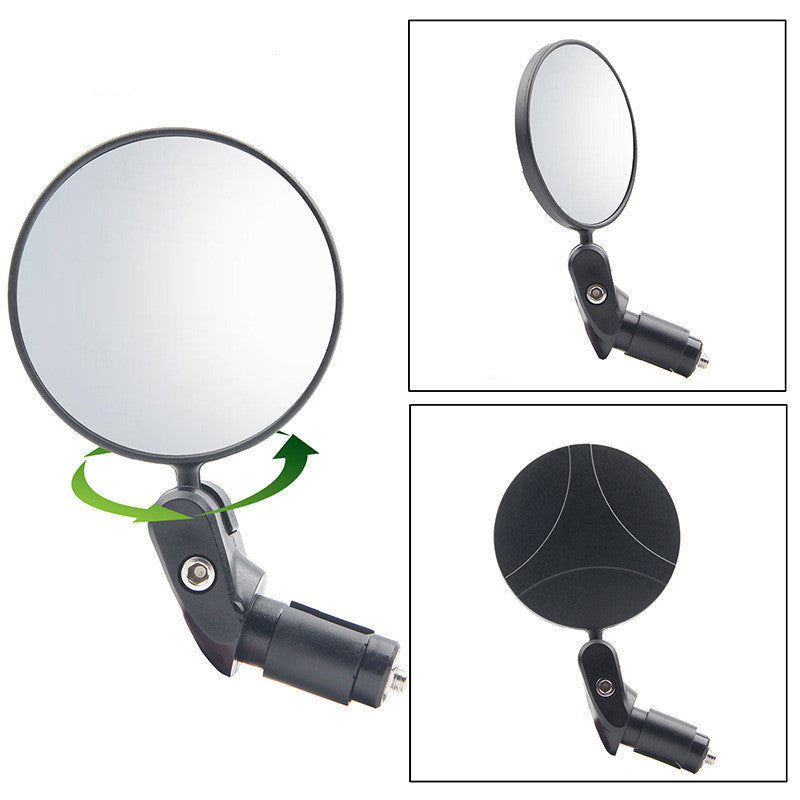 Compact Handlebar End Bike Mirror Pair with Full Rotation Swivel and Wide Angle Glass Stornfield