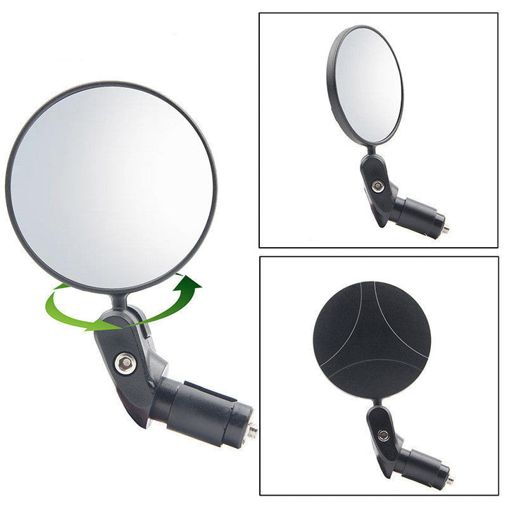 Compact Handlebar End Bike Mirror Pair with Full Rotation Swivel and Wide Angle Glass Stornfield