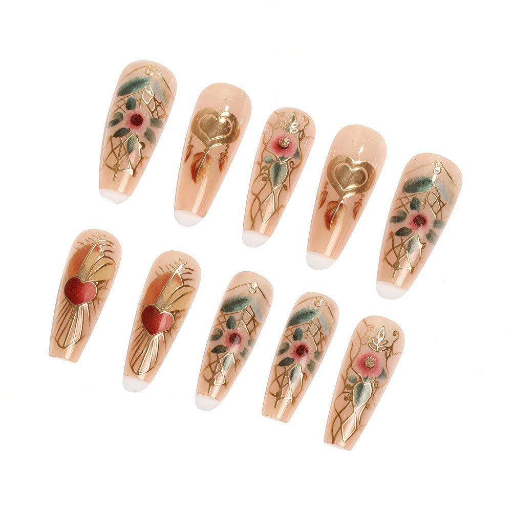 Creative artificial nails with floral and romantic design Stornfield