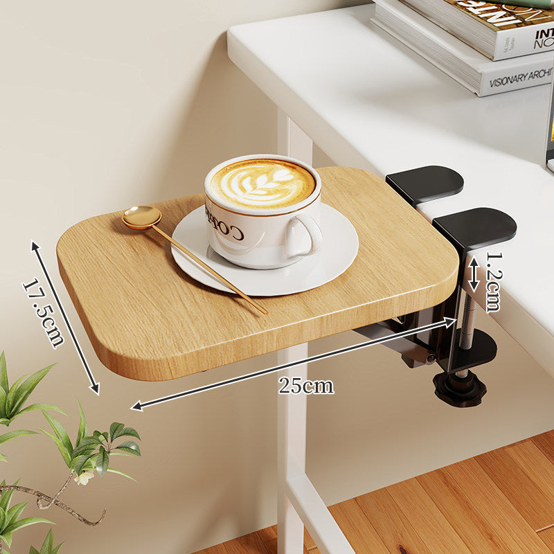 Clamp-On Expandable Desk Side Table Shelf with Wide Smooth Surface and Slim Adjustable Clamp