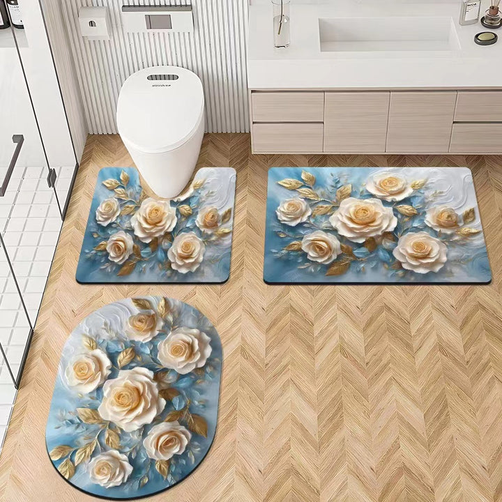 Luxurious Floral Bathroom Rug Set