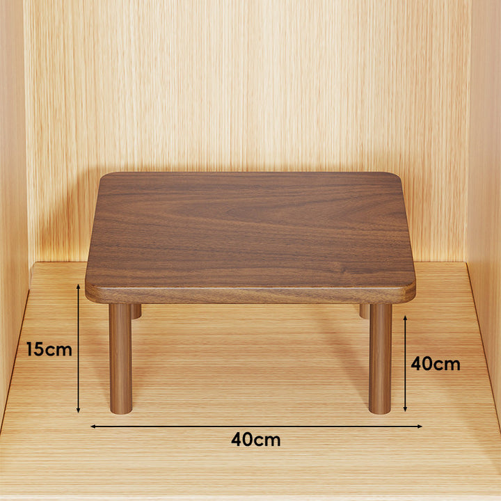 Height-Adjustable Rectangular Wooden Riser Table with Detachable Round Legs