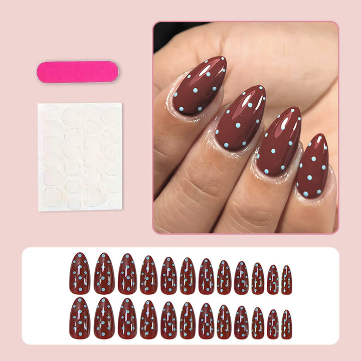Acrylic nail set with elegant polka dot patterns Stornfield