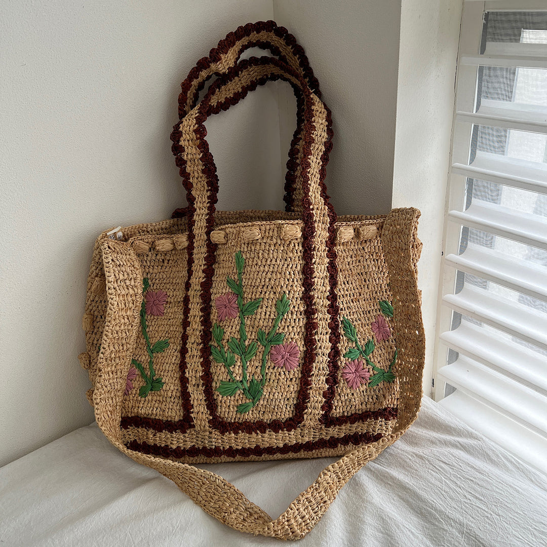 Braided shoulder bag with floral motif Stornfield