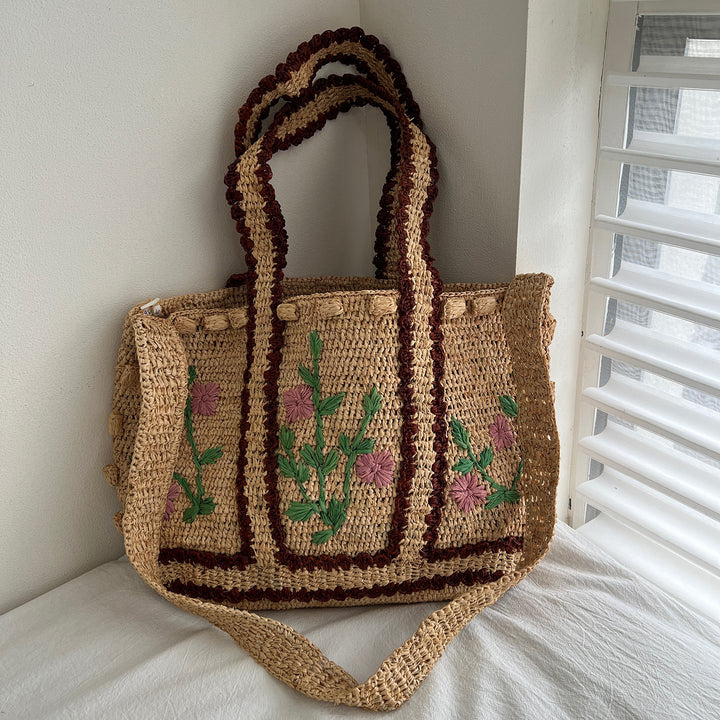 Braided shoulder bag with floral motif Stornfield