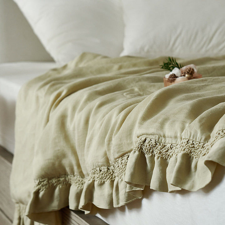 Decorative bed skirt with gathered ruffle and soft cotton blend