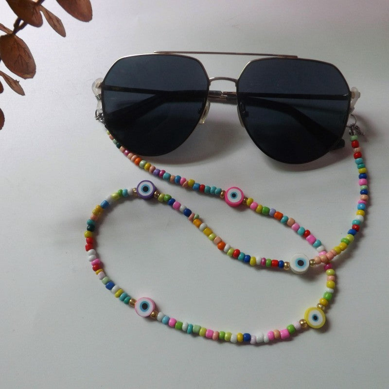 Colorful glasses holder chain with eye motifs Stornfield