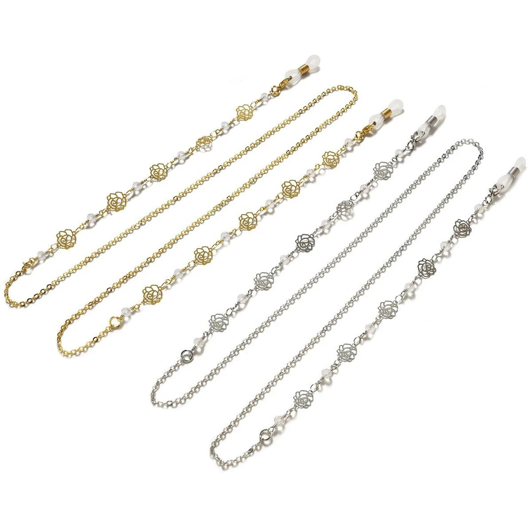 Fashionable glasses holder chain with floral design Stornfield